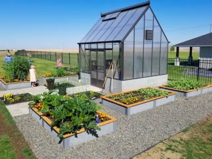 Timberlake Raised Garden Bed With Green House In Green