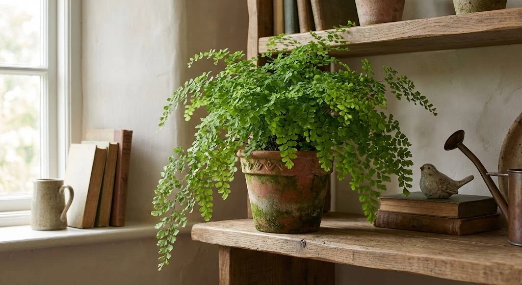 Delicate Maidenhair Fern on a shelf