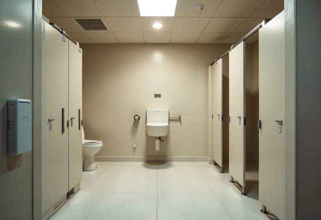 SQRWomensRestroom: Revolutionizing Women's Public Restroom Experience 1 Privacy-Focused Stall Design