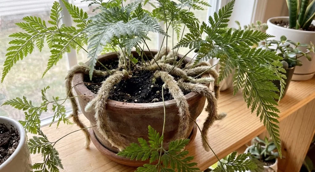 Rabbit’s Foot Fern with creeping rhizomes