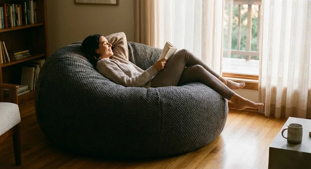 Koshio Bean Bag: Your Ultimate Guide to Comfort and Style 1 person sitting comfortably on Koshio bean bag