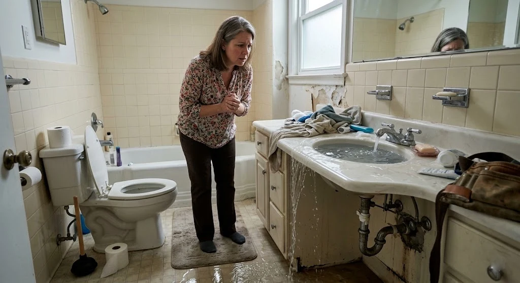 Slow drains and toilet problems caused by sewer line blockage