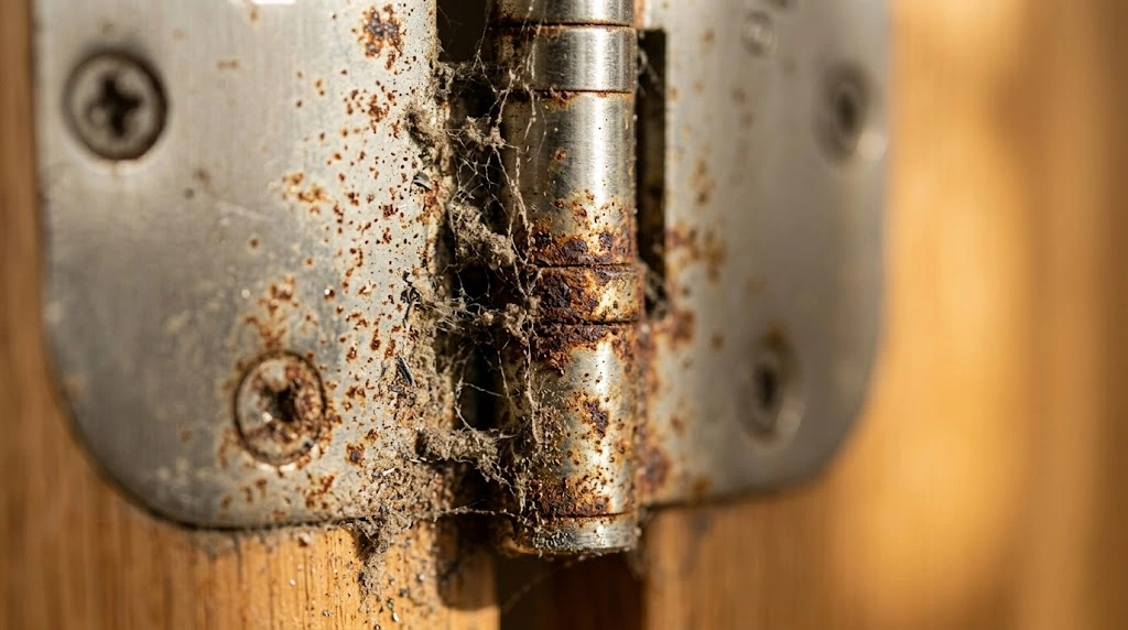 Rusty door hinge causing squeaking noises
