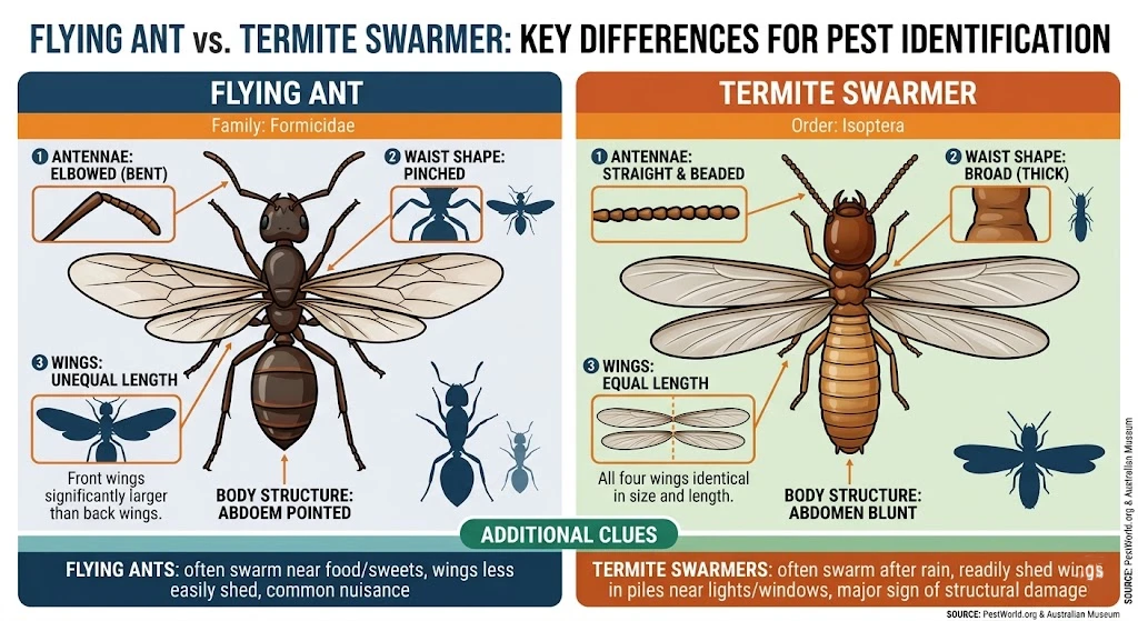 How Do You Get Rid of Flying Ants? 2 Flying ant vs termite identification comparison chart