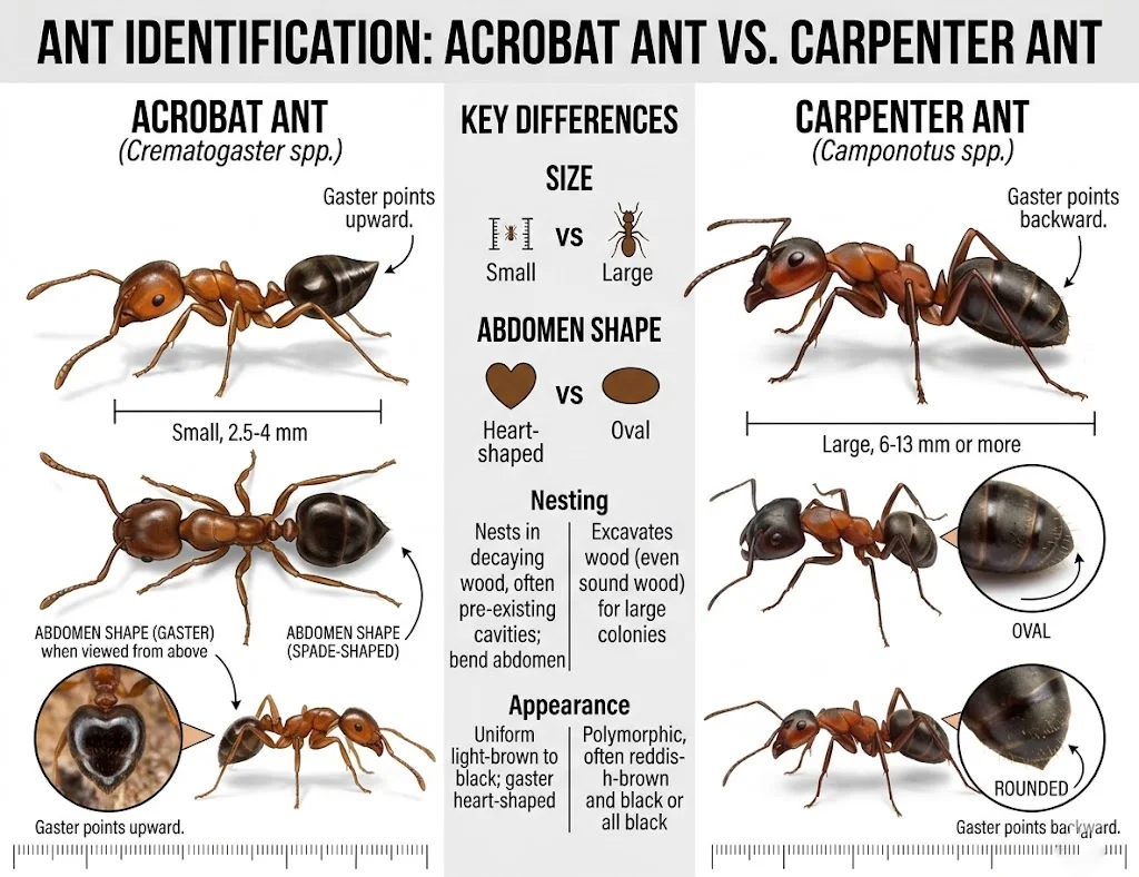 How to Get Rid of Acrobat Ants: A Complete Homeowner's Guide 2 Comparison between acrobat ants and carpenter ants