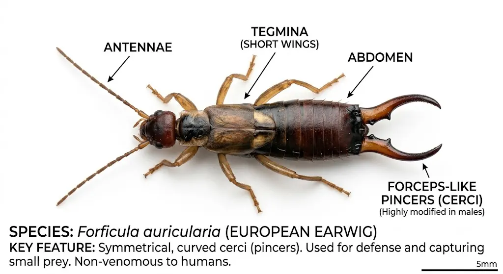 Earwig Pest Control: How to Keep Your Home Earwig-Free 1 Earwig identification showing forceps-like pincers