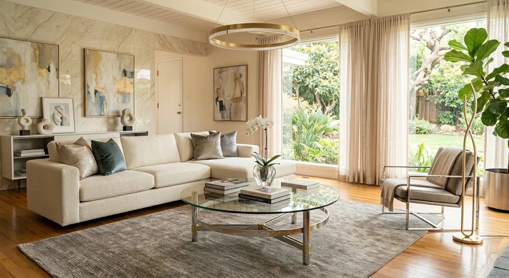 Types of Coffee Tables: Your Complete Guide to Finding the Right One 11 Glass coffee table in a contemporary living room