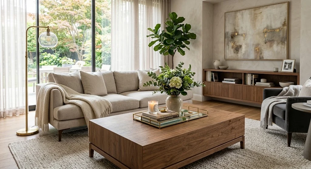 Types of Coffee Tables: Your Complete Guide to Finding the Right One 1 Rectangular coffee table in a modern living room