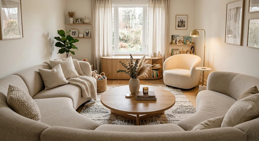 Types of Coffee Tables: Your Complete Guide to Finding the Right One 2 Round coffee table in a cozy living room