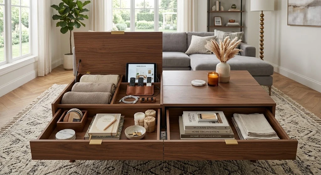 Types of Coffee Tables: Your Complete Guide to Finding the Right One 5 Coffee table with built-in storage compartments
