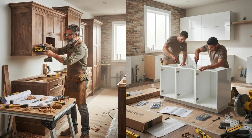Custom Cabinets vs Prefab: Cost, Pros & Cons 1 Custom-built cabinets and prefab cabinet installation