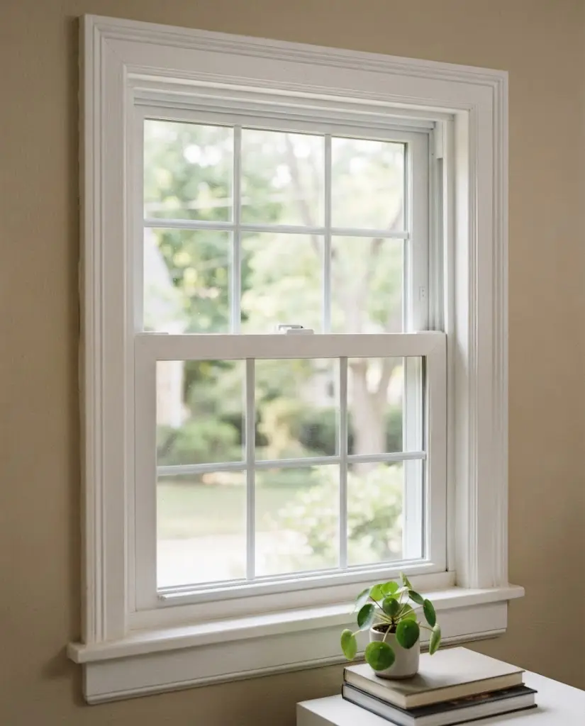Double-hung window with both sashes open