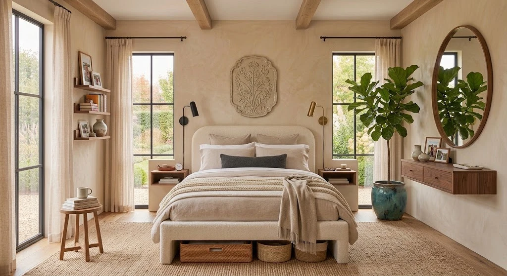 Dreamy Bedroom Ideas: Cozy, Romantic, and Beautiful Designs for 2026 17 Beautiful cozy bedroom with plants and personal decor