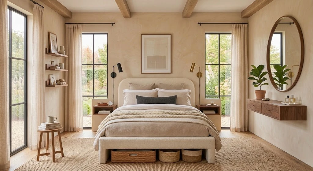 Dreamy Bedroom Ideas: Cozy, Romantic, and Beautiful Designs for 2026 15 Small dreamy bedroom with space-saving furniture