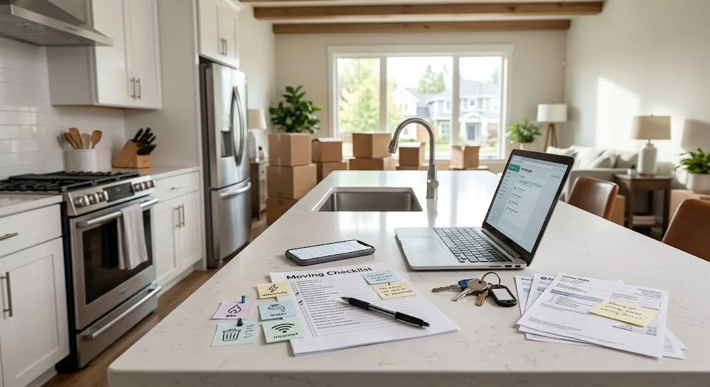 How to Set Up Utilities When You Move: The Complete 2026 Checklist 1 Home utility setup checklist with moving documents
