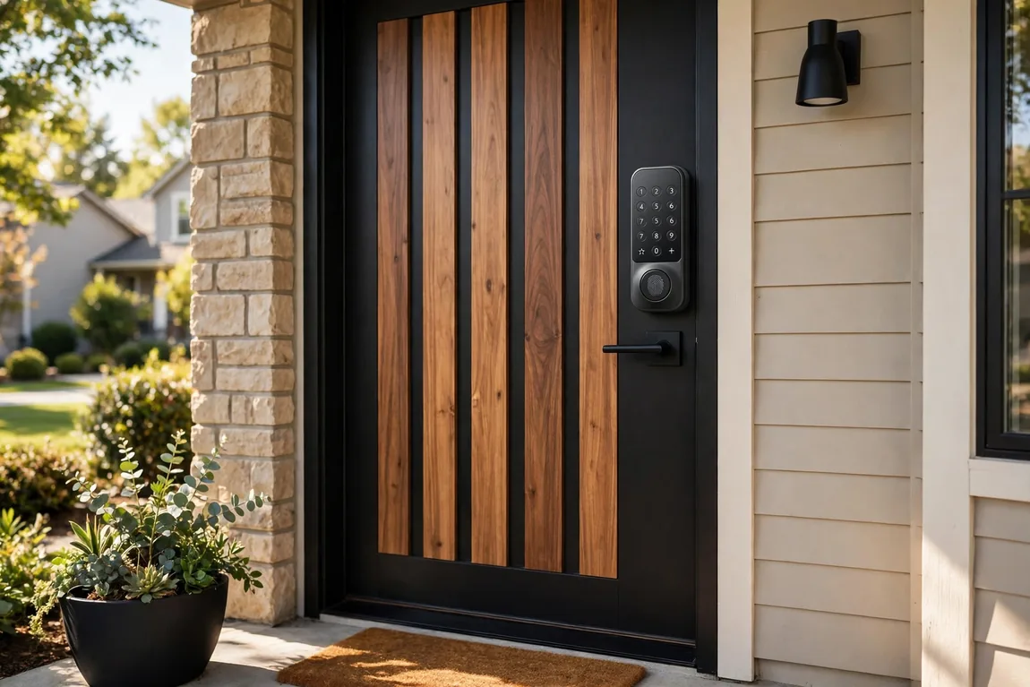 Best Smart Locks: Types, Features, Prices and How to Choose (2026) 1 best smart locks on a modern front door with a keypad deadbolt and fingerprint reader