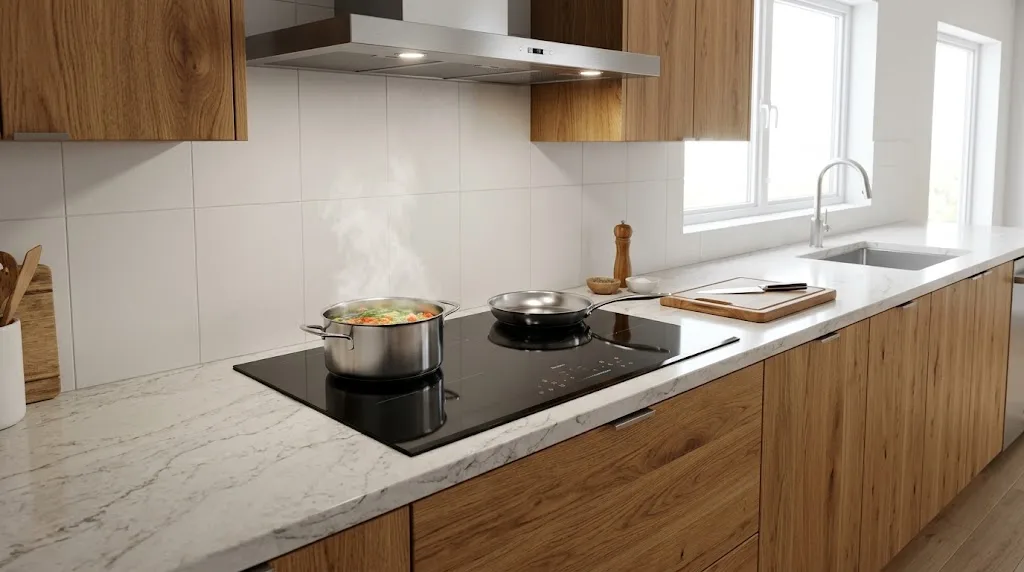 Modern induction cooktop in an eco-friendly kitchen