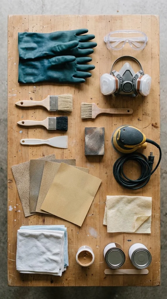 Tools and materials needed to refinish woodwork