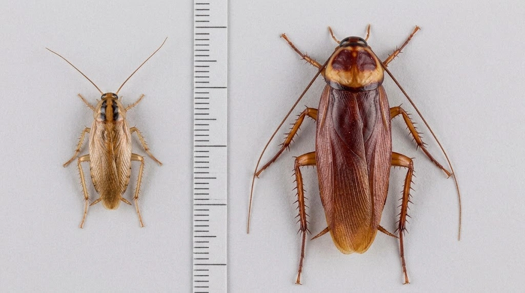 Size difference between German and American cockroaches