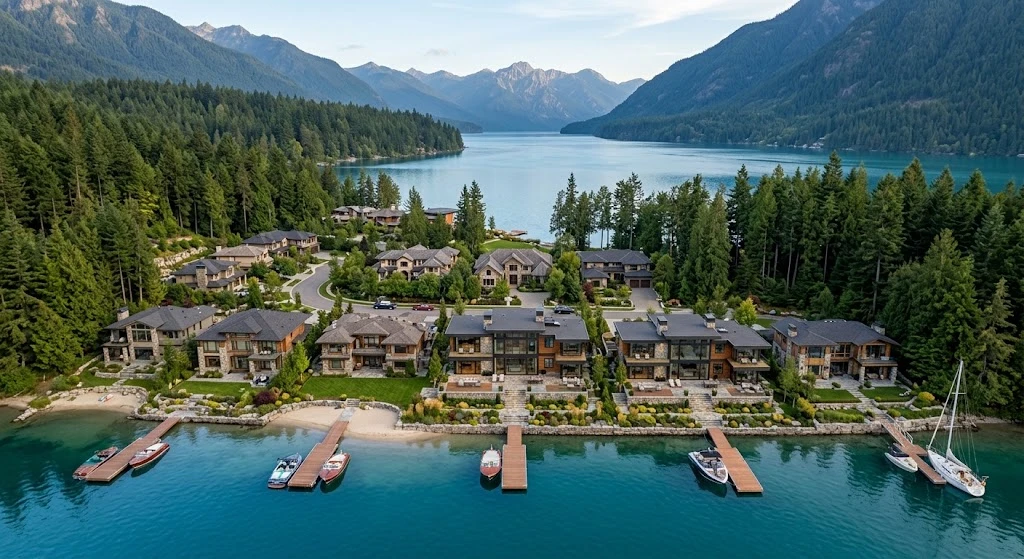 Luxury Living Beside the Lake: What It Really Looks Like 1 Luxury waterfront homes along an exclusive lake shoreline